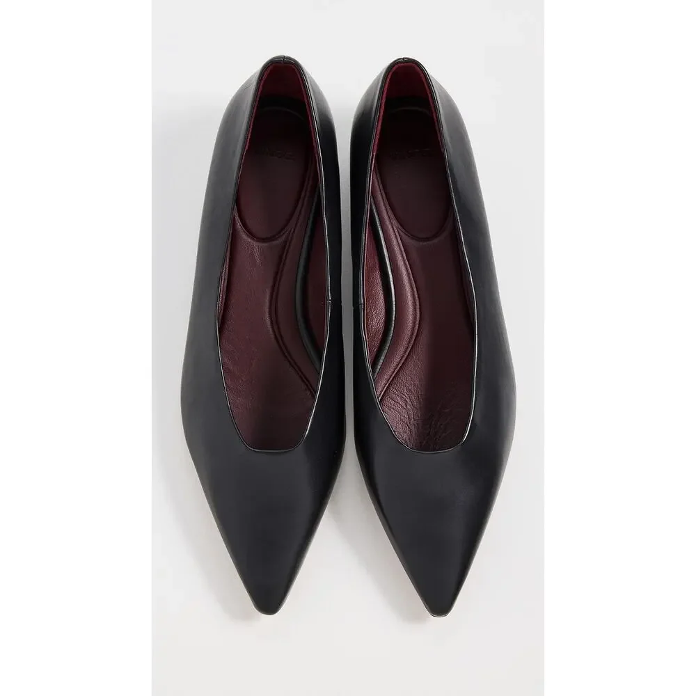 Vince Isabel Black Calfskin Leather Pointed Toe Flats Size 7.5M